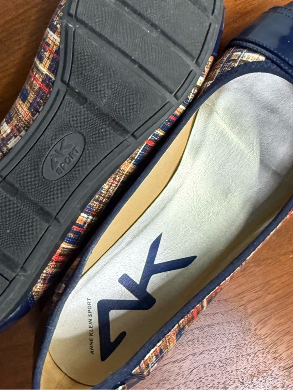 Anne Klein Navy Multicolor Tweed Flats - Picture 4 of 6
